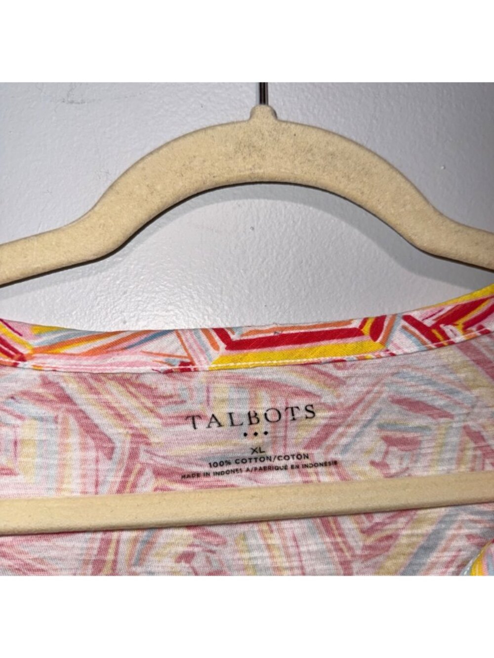 Talbots Womens XL Multicolor Geometric Print Cotton Knit Top - Picture 5 of 5